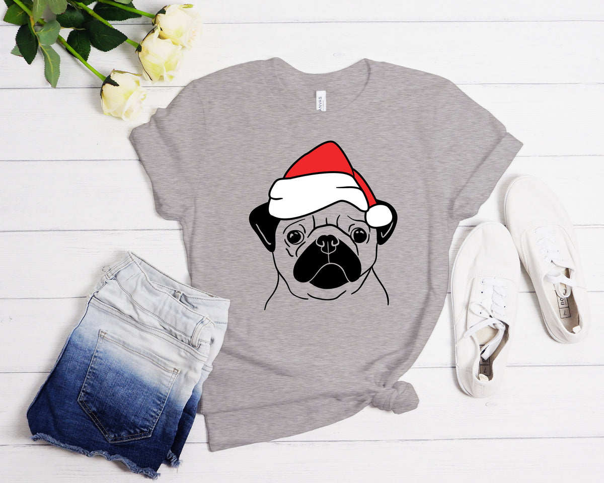 Santa Pug Christmas Shirt: Family Matching Pajama Tee