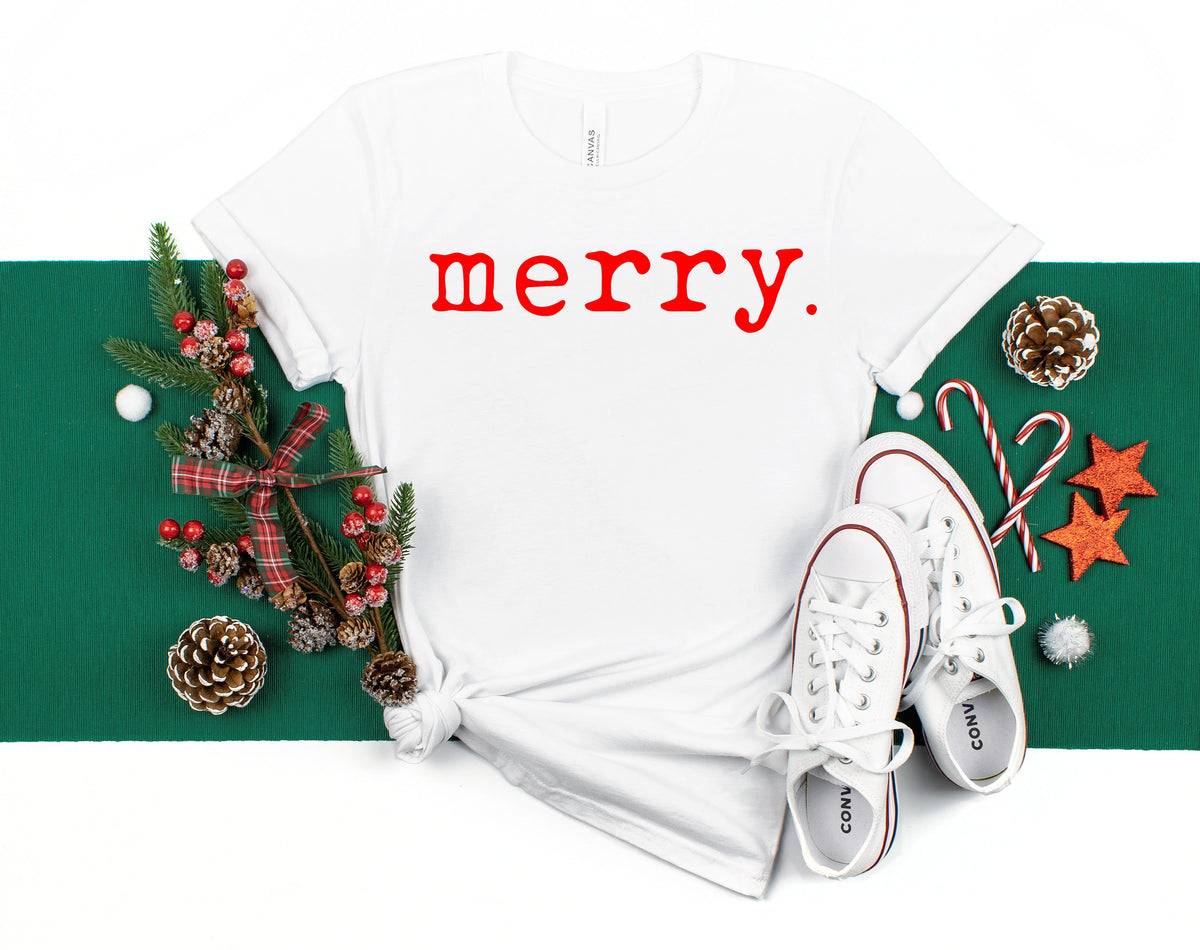 Merry Christmas T-Shirt, Women's Holiday Top