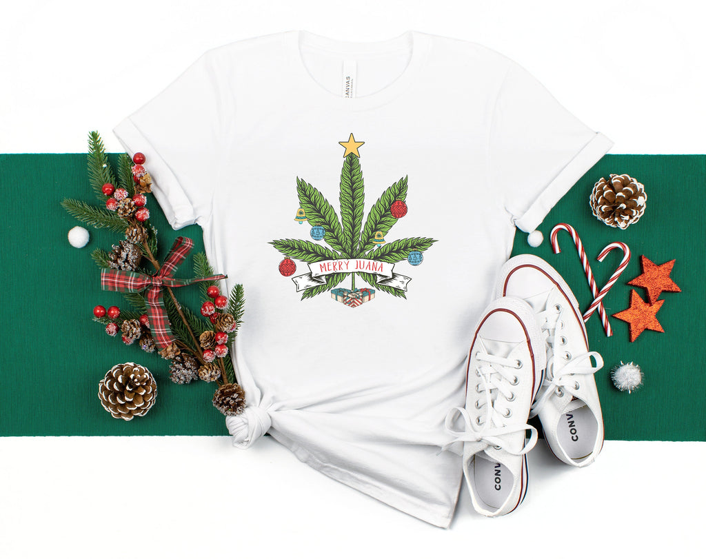 Custom 'Merry Juana' Christmas Weed Leaf Shirt, Stoner Gift
