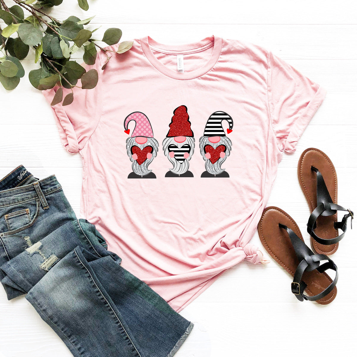 Gnomes Valentines Day Shirt, Heart Graphic Tee