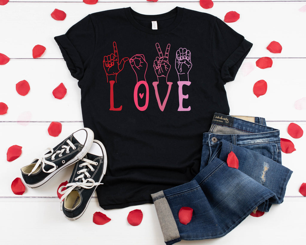 Valentines Day ASL Love Shirt: Sign Language Tee