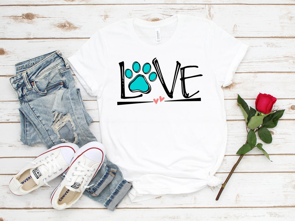 Dog Paw Love T-Shirt: Animal Lover Gift