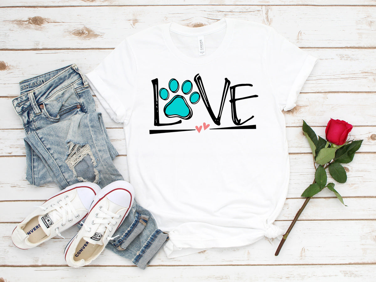 Dog Paw Love T-Shirt: Animal Lover Gift