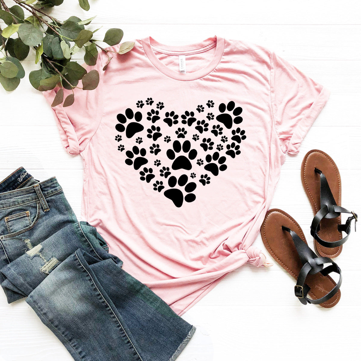 Paw Print Heart Valentine Shirt, Dog Lover Tee