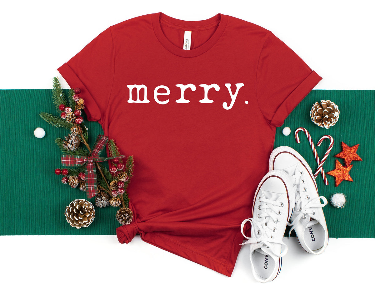 Merry Christmas T-Shirt, Women's Holiday Top