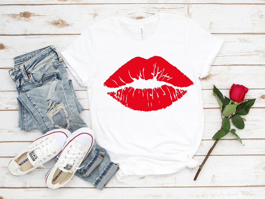 Lips Kiss Valentine's Day Shirt: Women's Graphic Tee
