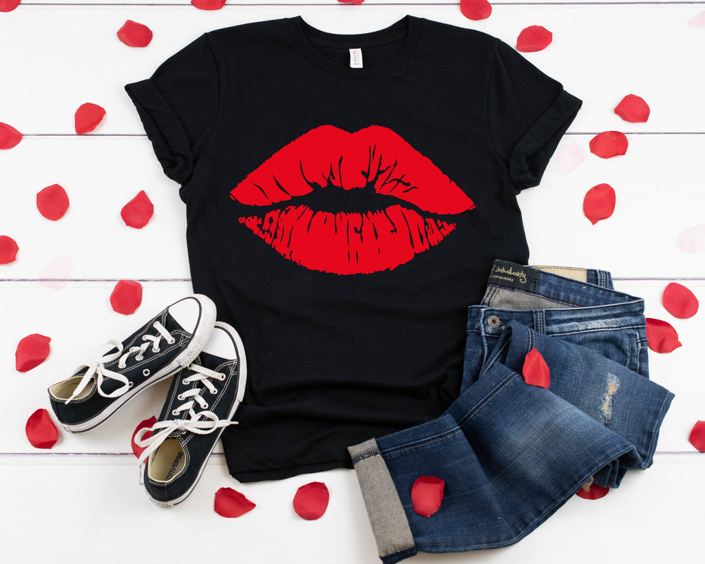 Lips Kiss Valentine's Day Shirt: Women's Graphic Tee