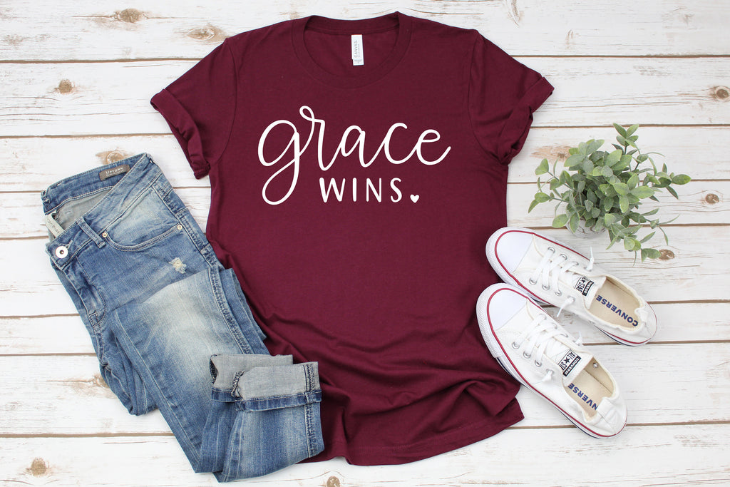 Grace Wins Shirt: Inspirational Christian Tee, Women's Gift