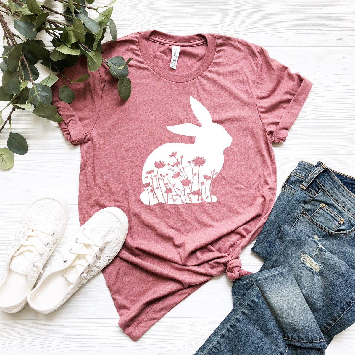 Floral Easter Bunny Shirt: Women's Spring Tee