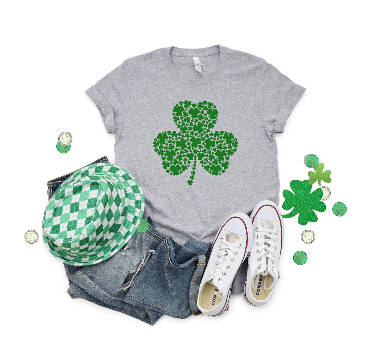 Womens St. Patrick's Day Shamrock Tee: Clover Shirt