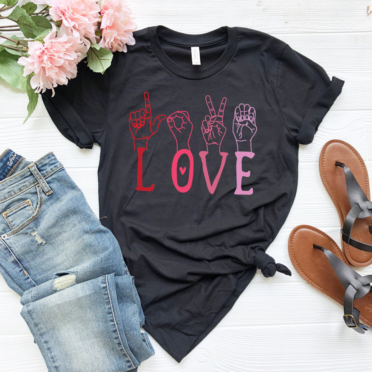 Valentines Day ASL Love Shirt: Sign Language Tee