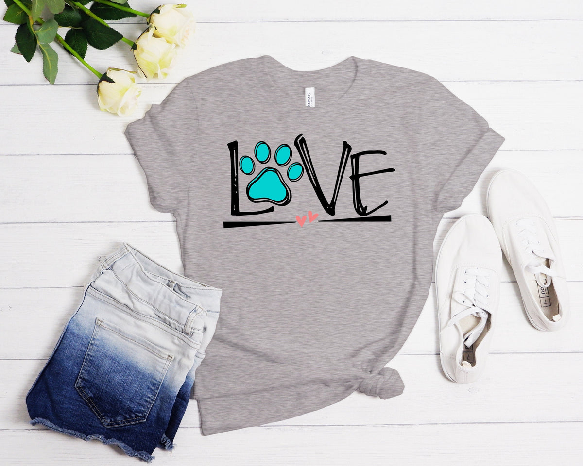 Dog Paw Love T-Shirt: Animal Lover Gift