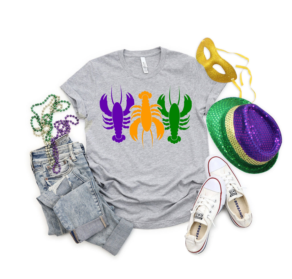 Mardi Gras Crawfish T-Shirt: Purple, Yellow, Green Design