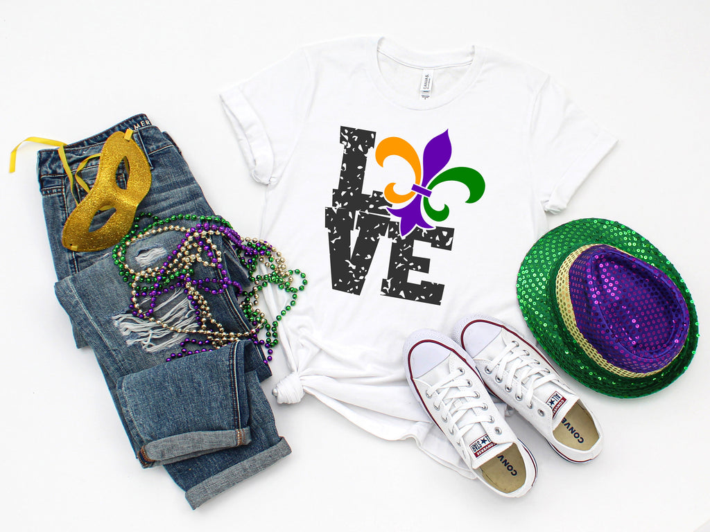 Mardi Gras Love T-Shirt: Fleur-de-lis NOLA Costume Tee