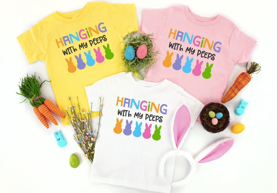Hanging With My Peeps Easter Shirt: Funny Bunny Tee