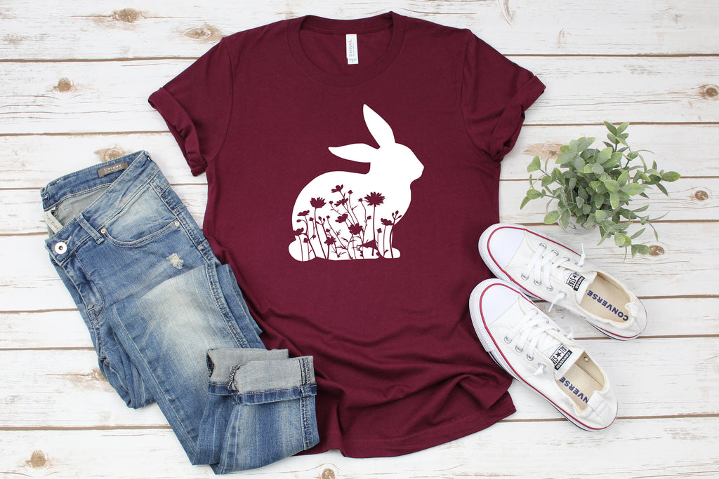 Floral Easter Bunny Shirt: Women's Spring Tee