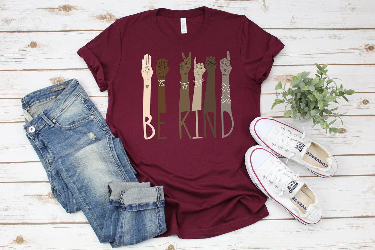 Be Kind Sign Language Shirt: Rainbow Kindness Tee