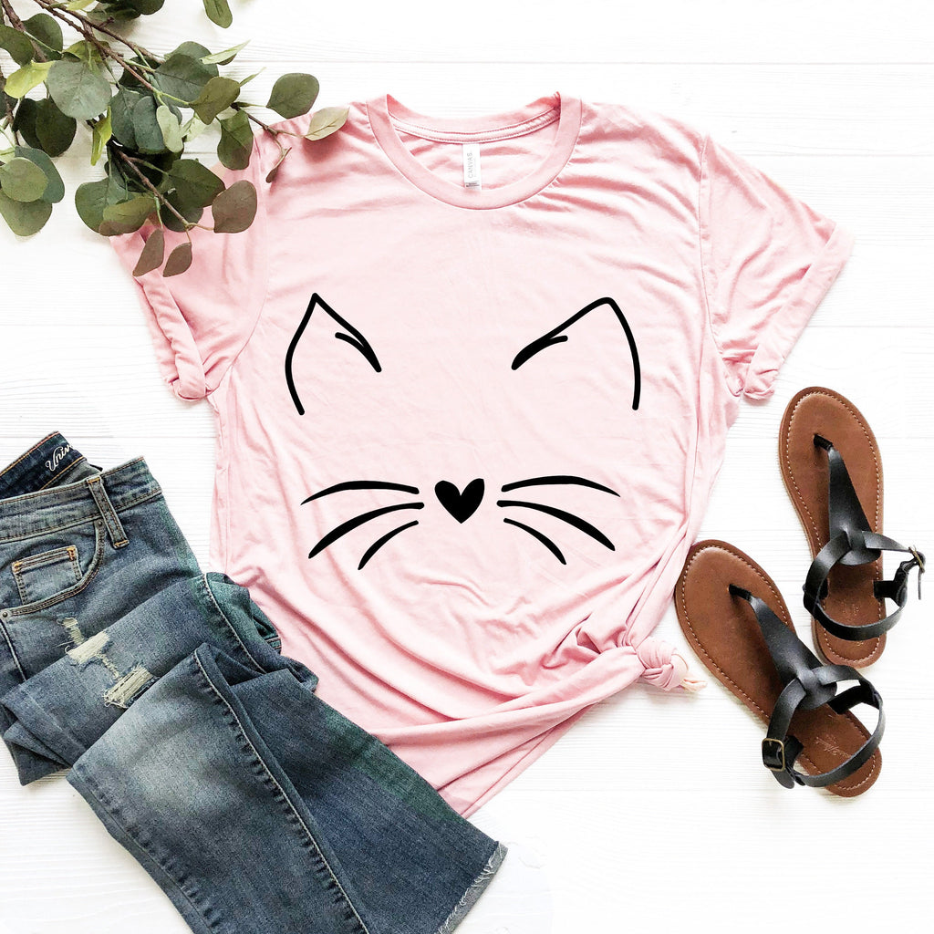 Cat Face T-shirt, Funny Kitty Kitten Tee, Animal Lover Gift