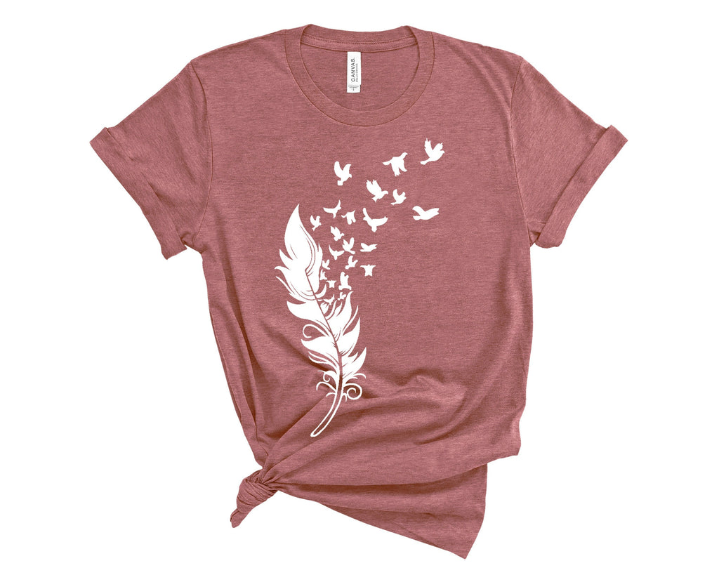 Feather Birds Graphic Tee - Unisex Summer Shirt