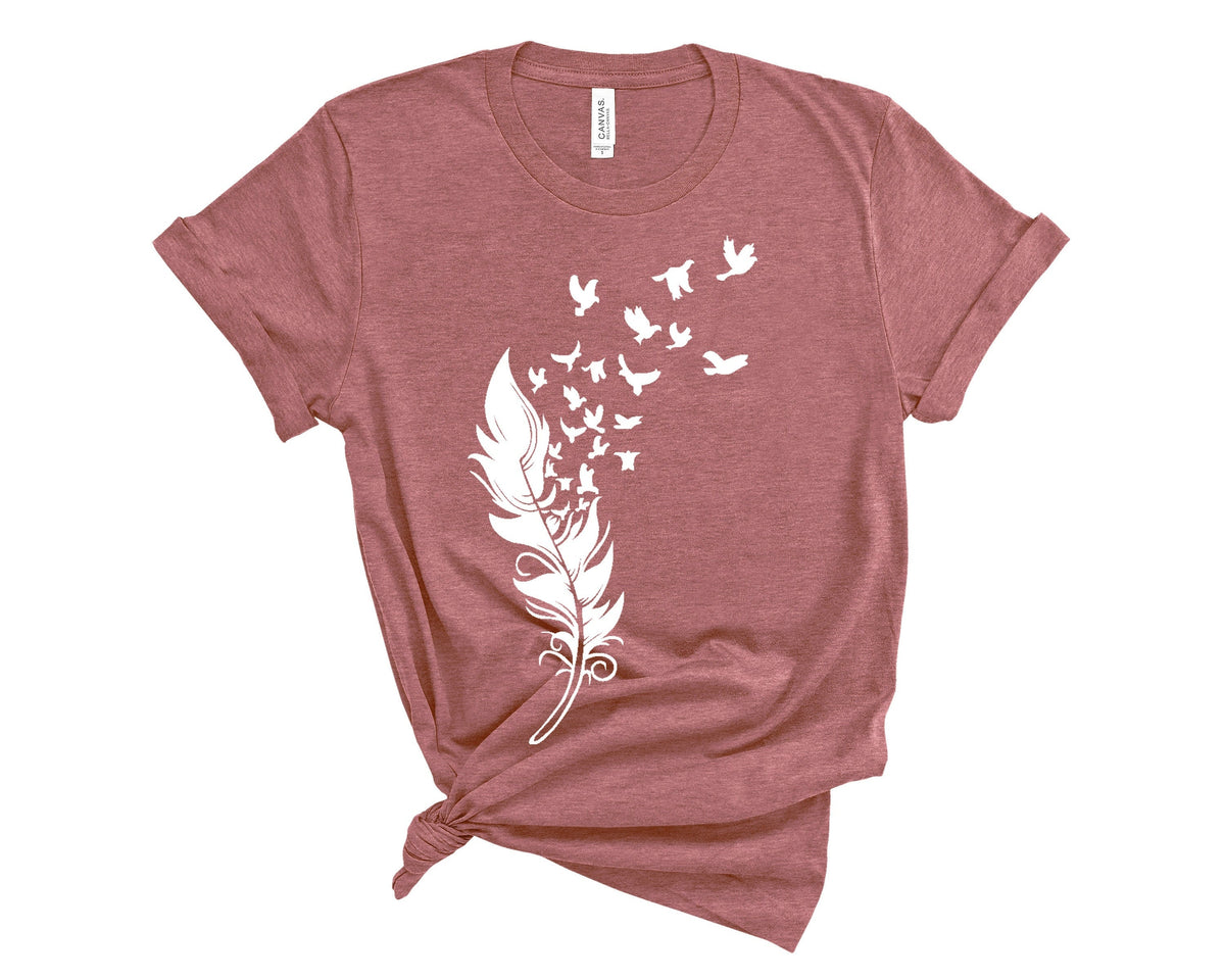 Feather Birds Graphic Tee - Unisex Summer Shirt