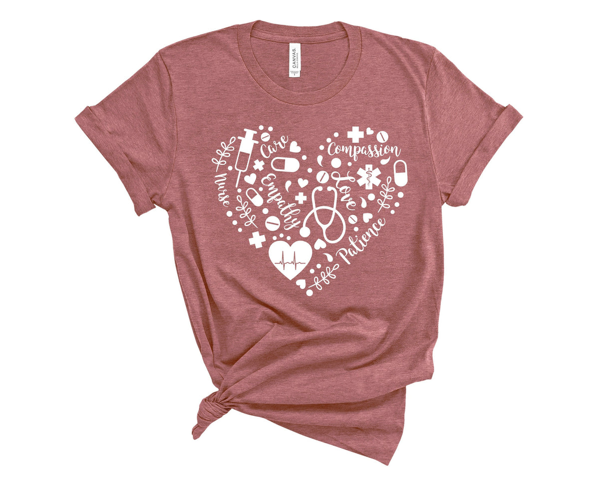 Nurse Heart T-Shirt: Nursing School Tee, Gift for Nurses
