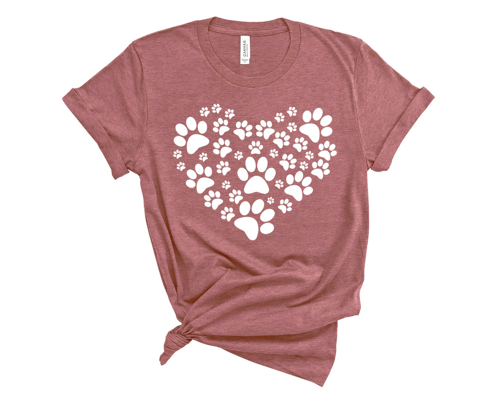 Paw Print Heart Valentine Shirt, Dog Lover Tee