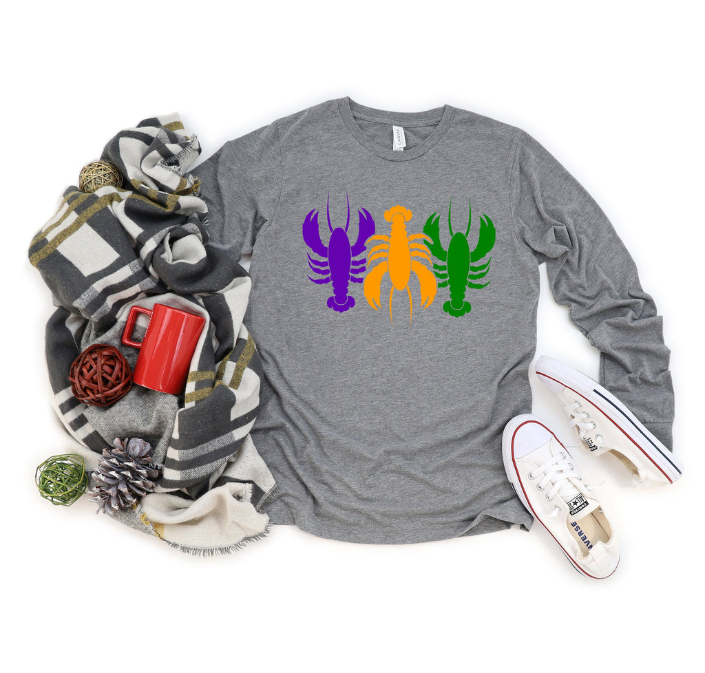 Mardi Gras Crawfish T-Shirt: Purple, Yellow, Green Design