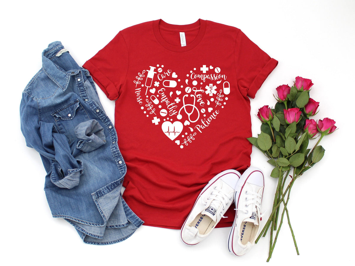 Nurse Heart T-Shirt: Nursing School Tee, Gift for Nurses
