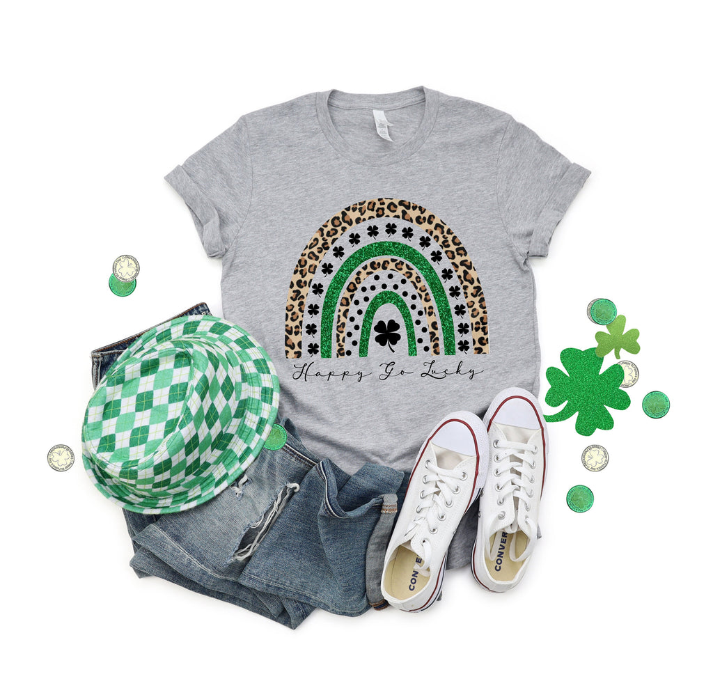 Leopard Rainbow Shamrock Shirt - St Patricks Day Tee