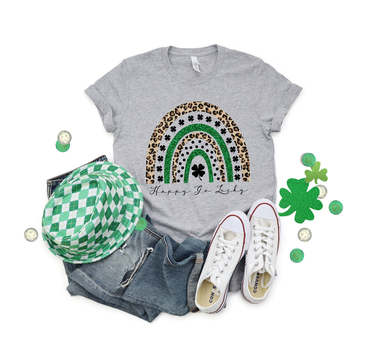 Leopard Rainbow Shamrock Shirt - St Patricks Day Tee