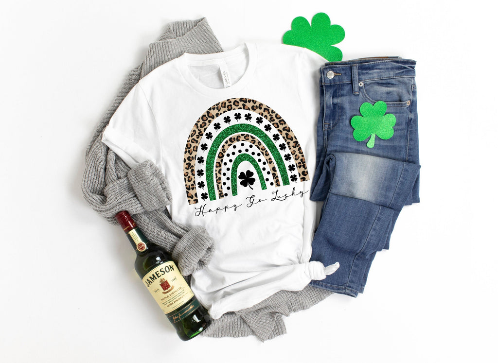 Leopard Rainbow Shamrock Shirt - St Patricks Day Tee