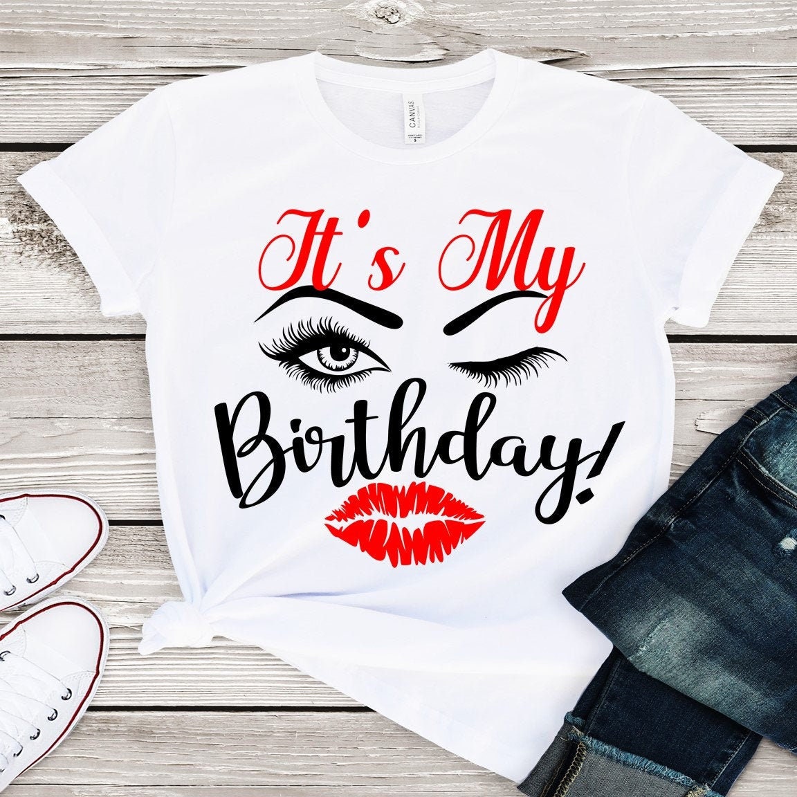 Eyelash Lips Birthday Shirt: Queen Birthday Party Gift