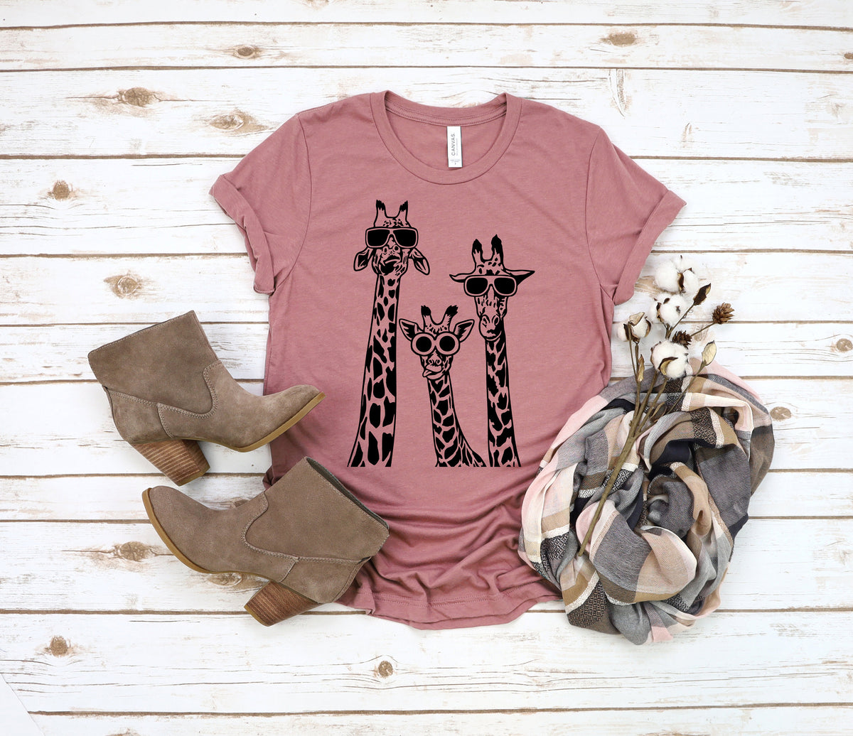 Giraffe Family Matching Shirt: Animal Print Graphic Tee