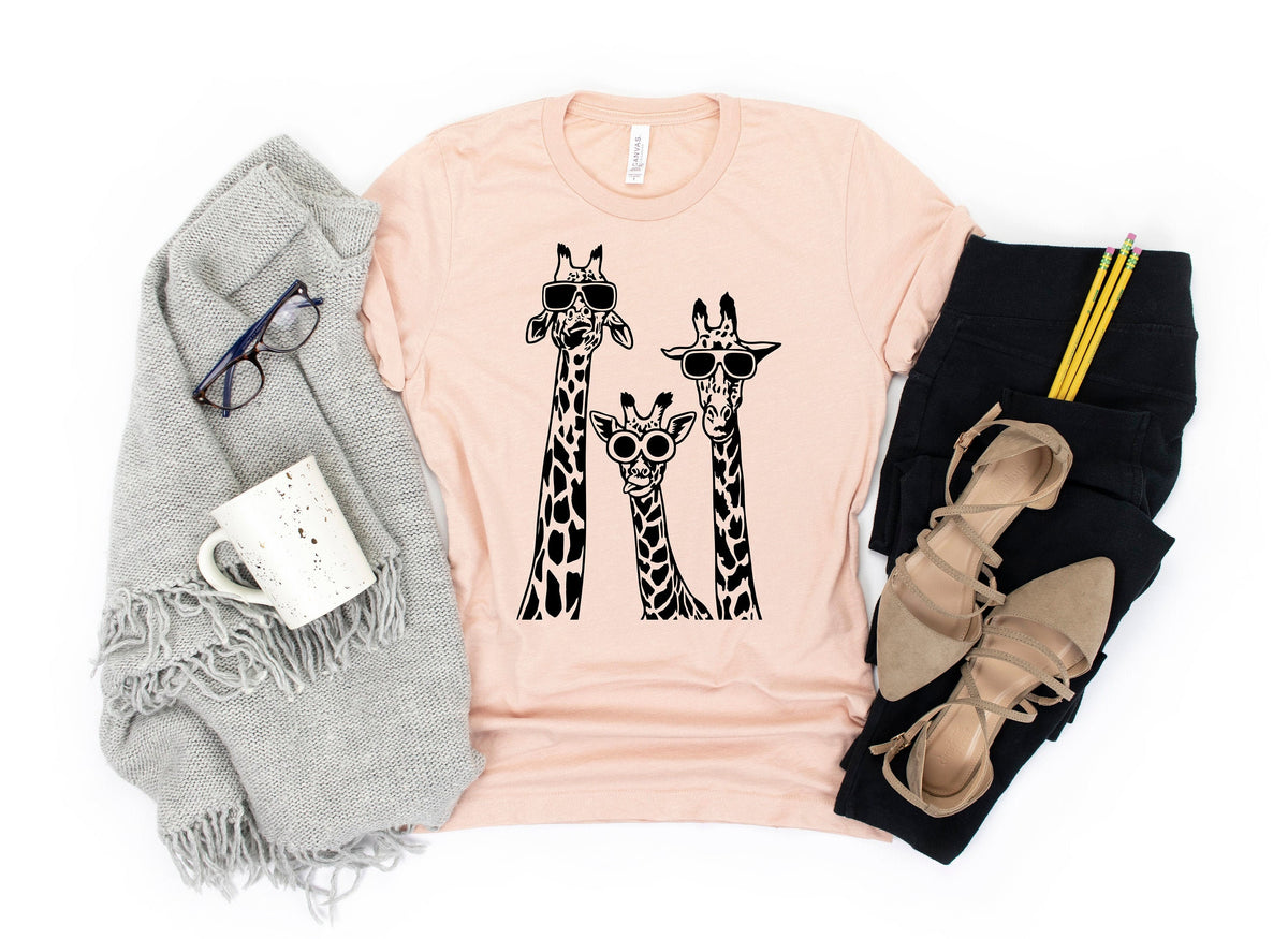Giraffe Family Matching Shirt: Animal Print Graphic Tee