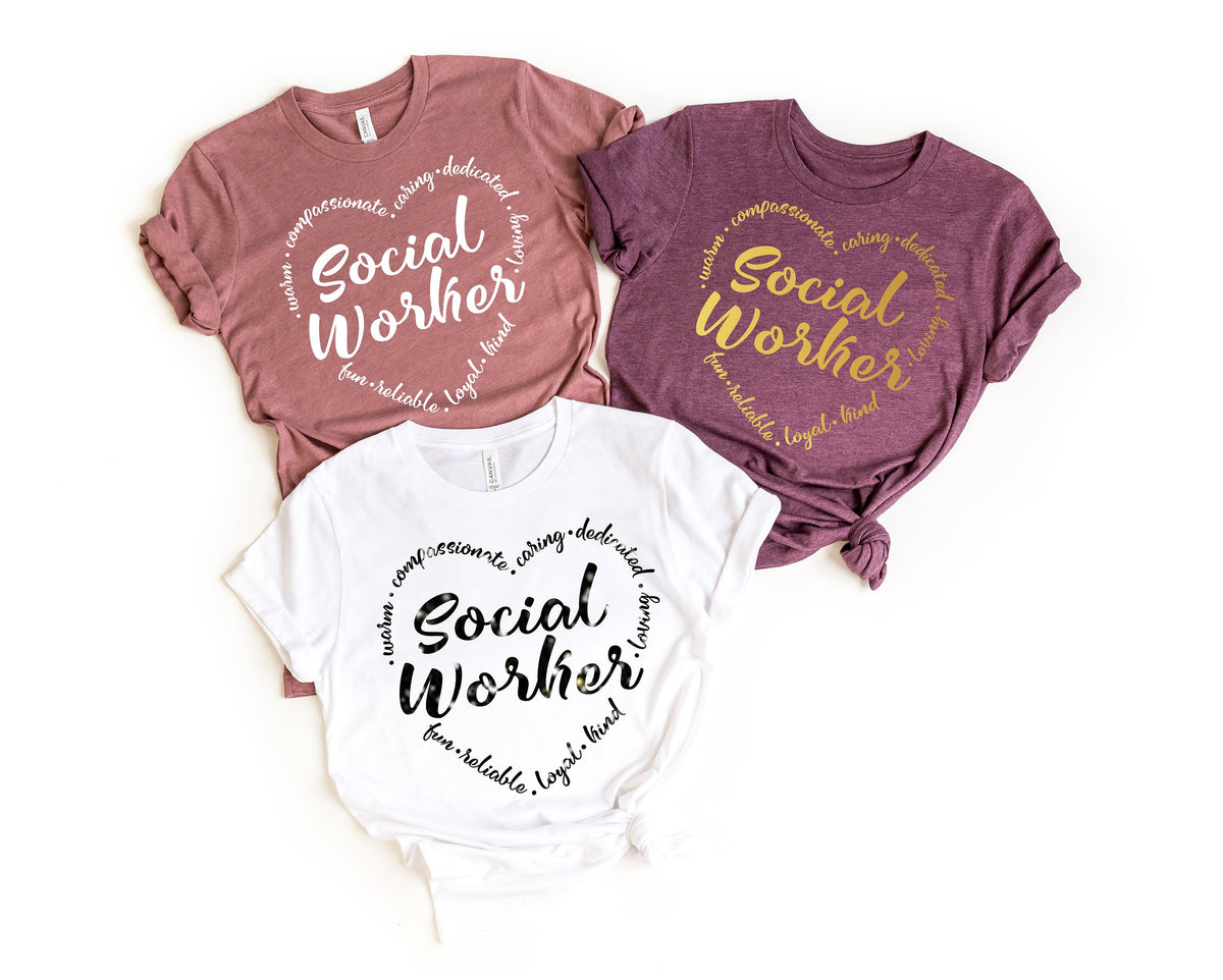 Social Worker Heart T-Shirt: Caring, Dedicated, Compassionate