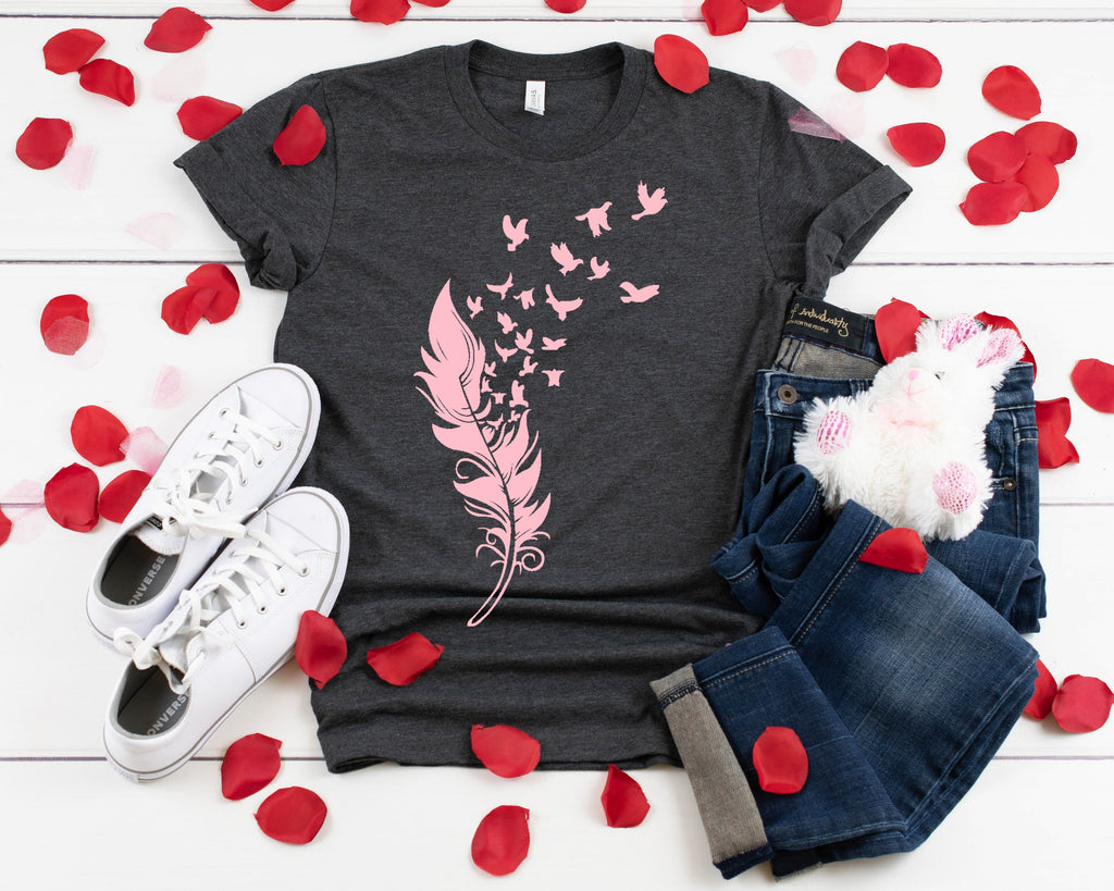 Feather Birds Graphic Tee - Unisex Summer Shirt