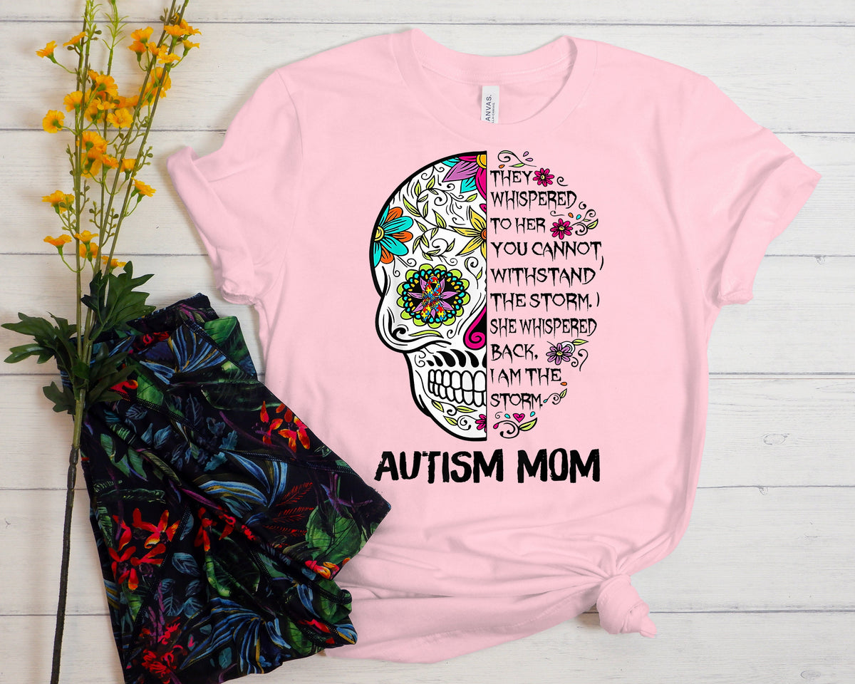 Autism Mom Shirt: Floral Skull Awareness Tee