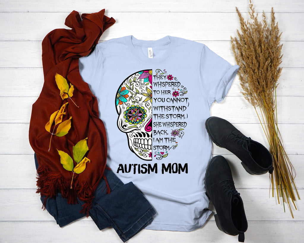 Autism Mom Shirt: Floral Skull Awareness Tee