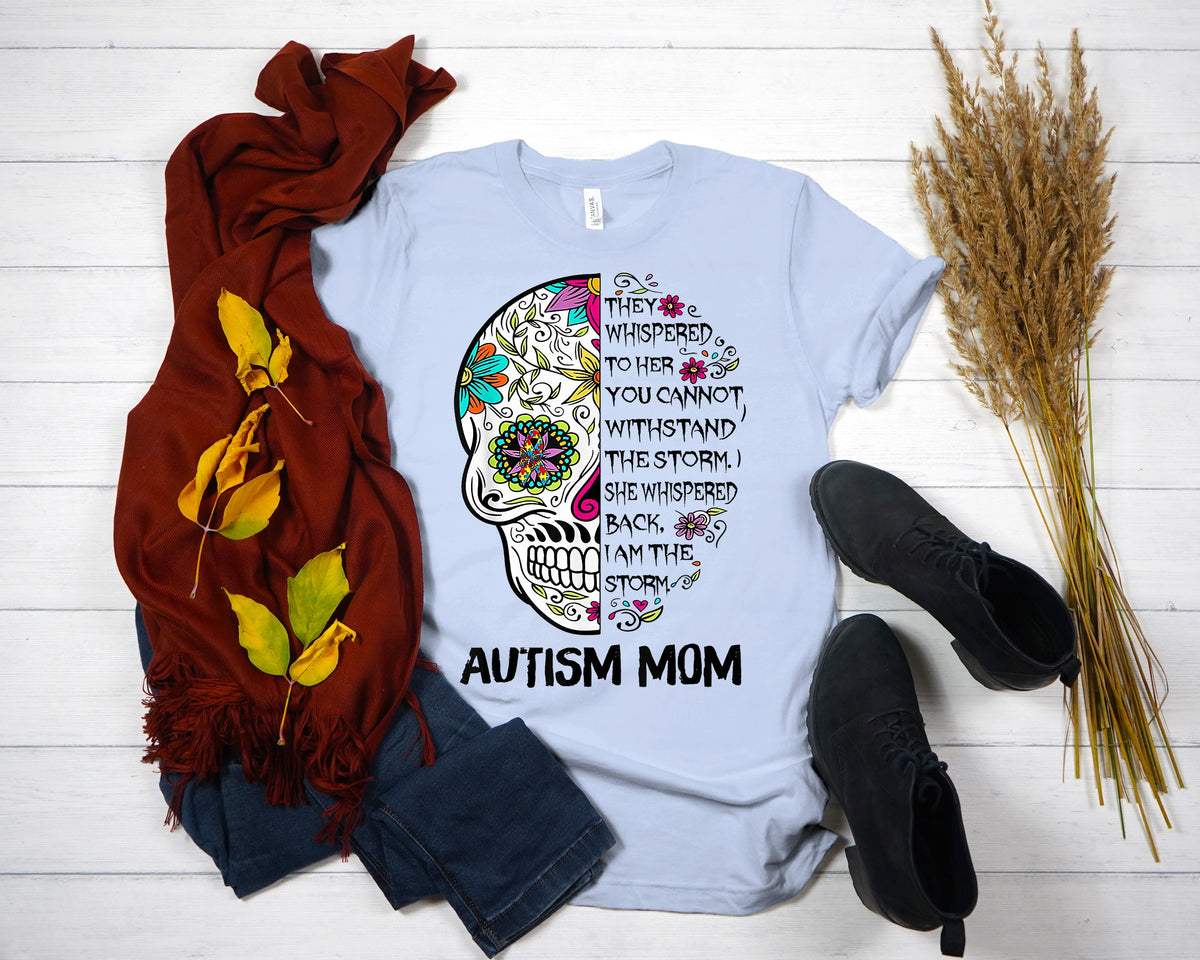 Autism Mom Shirt: Floral Skull Awareness Tee