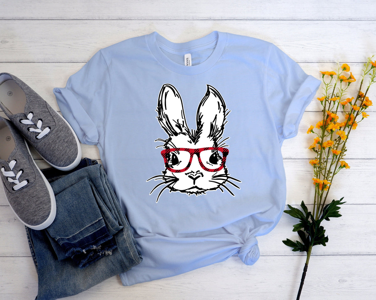 Easter Bunny with Glasses Shirt, Cute Easter Tee