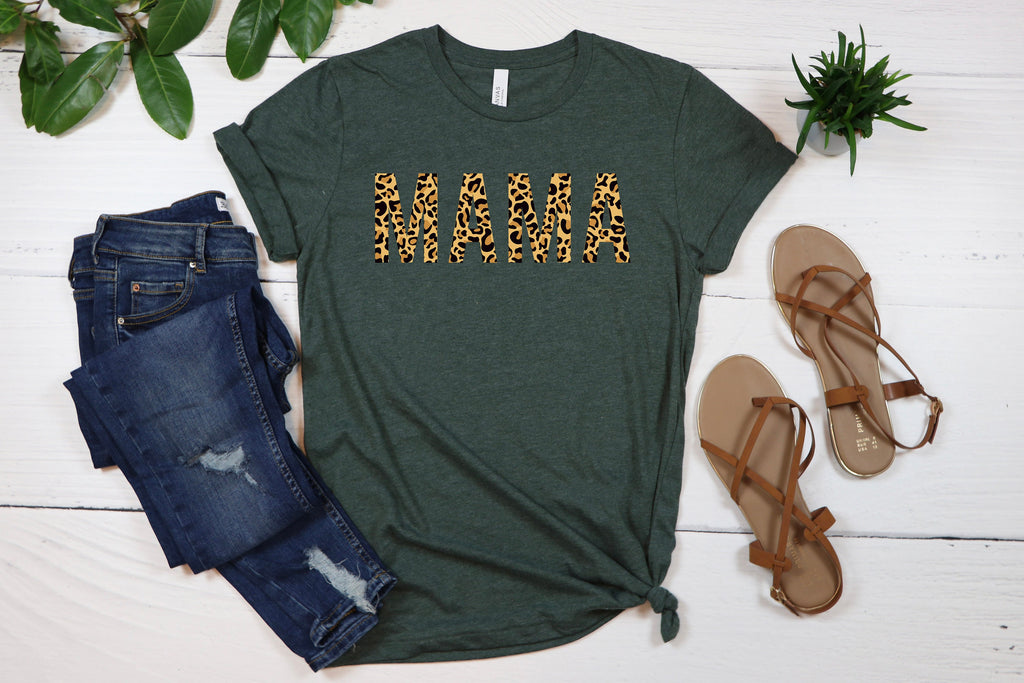 Mama Cheetah Print T-Shirt - Mom Life Shirt