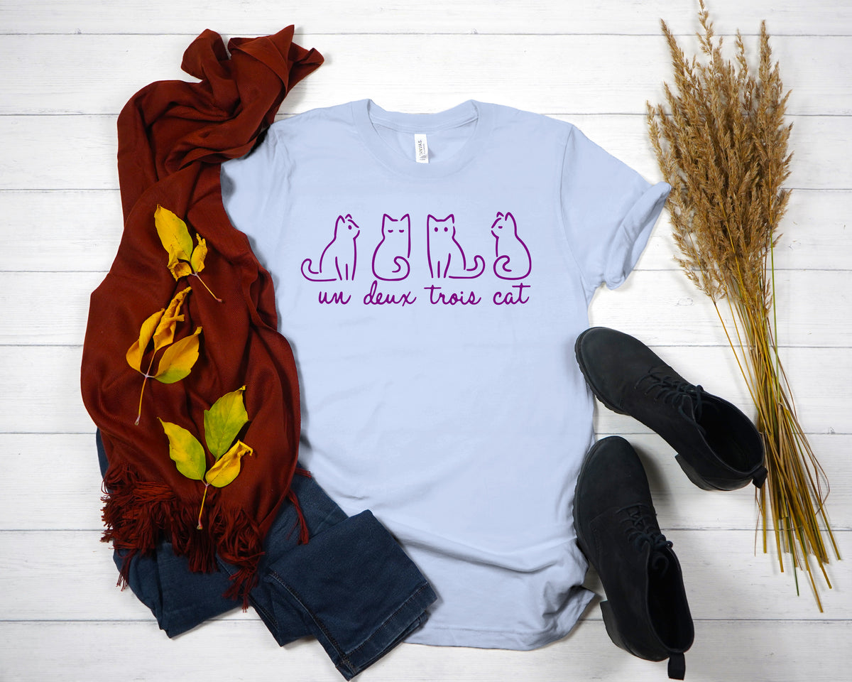 Un Deux Trois Cats T-Shirt: French Cat Lover Tee