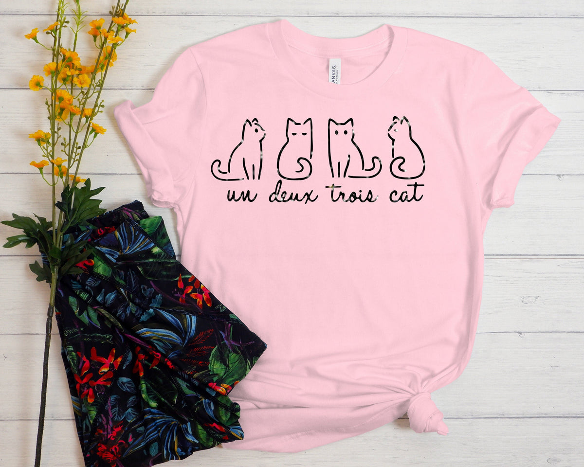 Un Deux Trois Cats T-Shirt: French Cat Lover Tee