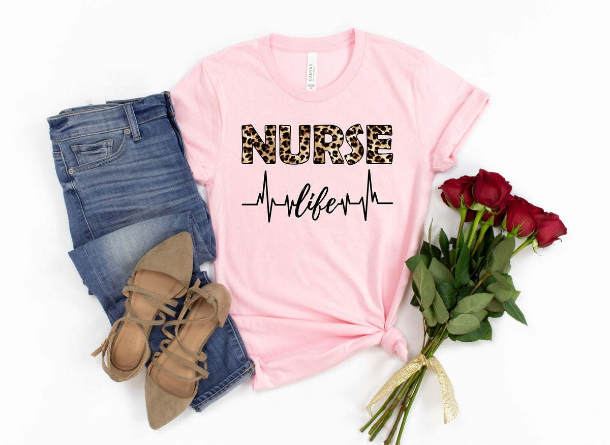 Leopard Nurse Life Shirt: RN, CNA, Nursing School Tee