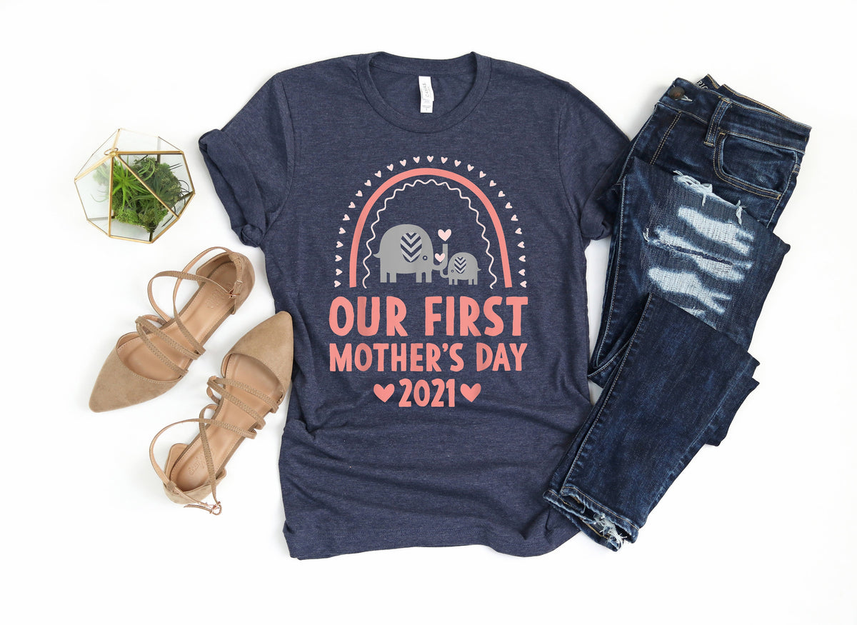 Elephant First Mother's Day Matching Shirt & Bodysuit Set
