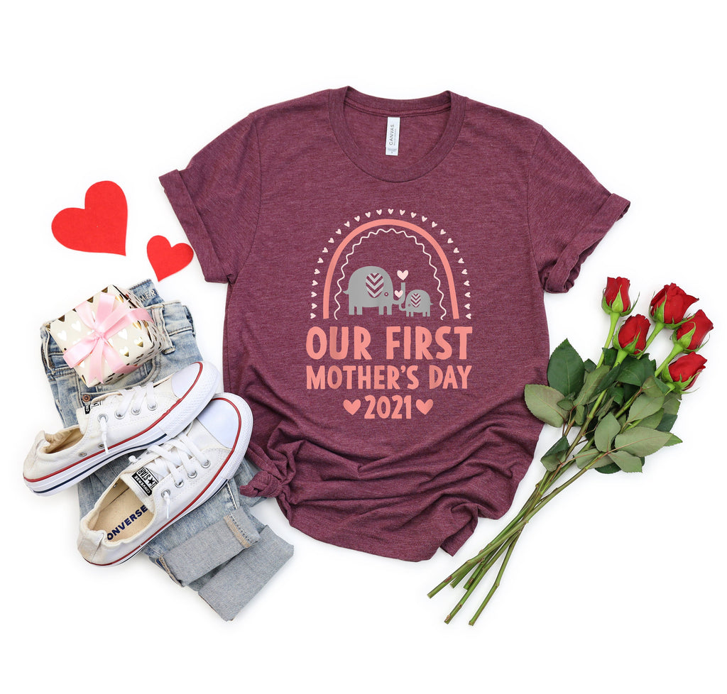 Elephant First Mother's Day Matching Shirt & Bodysuit Set