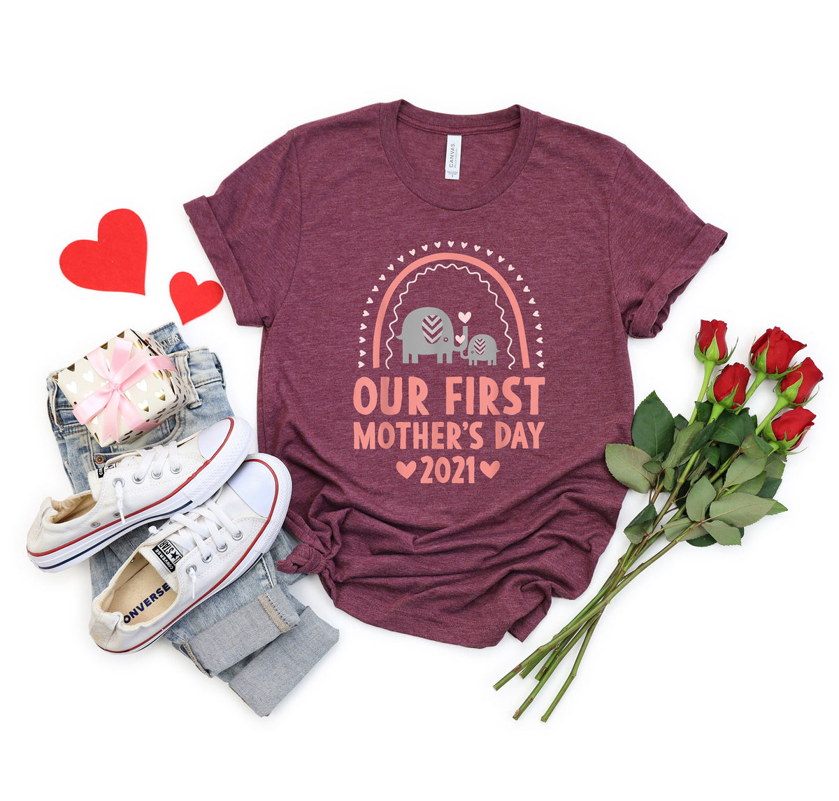 Elephant First Mother's Day Matching Shirt & Bodysuit Set