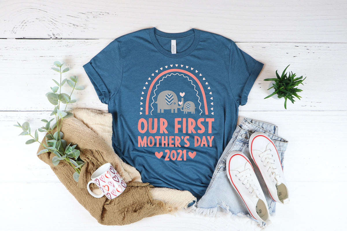Elephant First Mother's Day Matching Shirt & Bodysuit Set