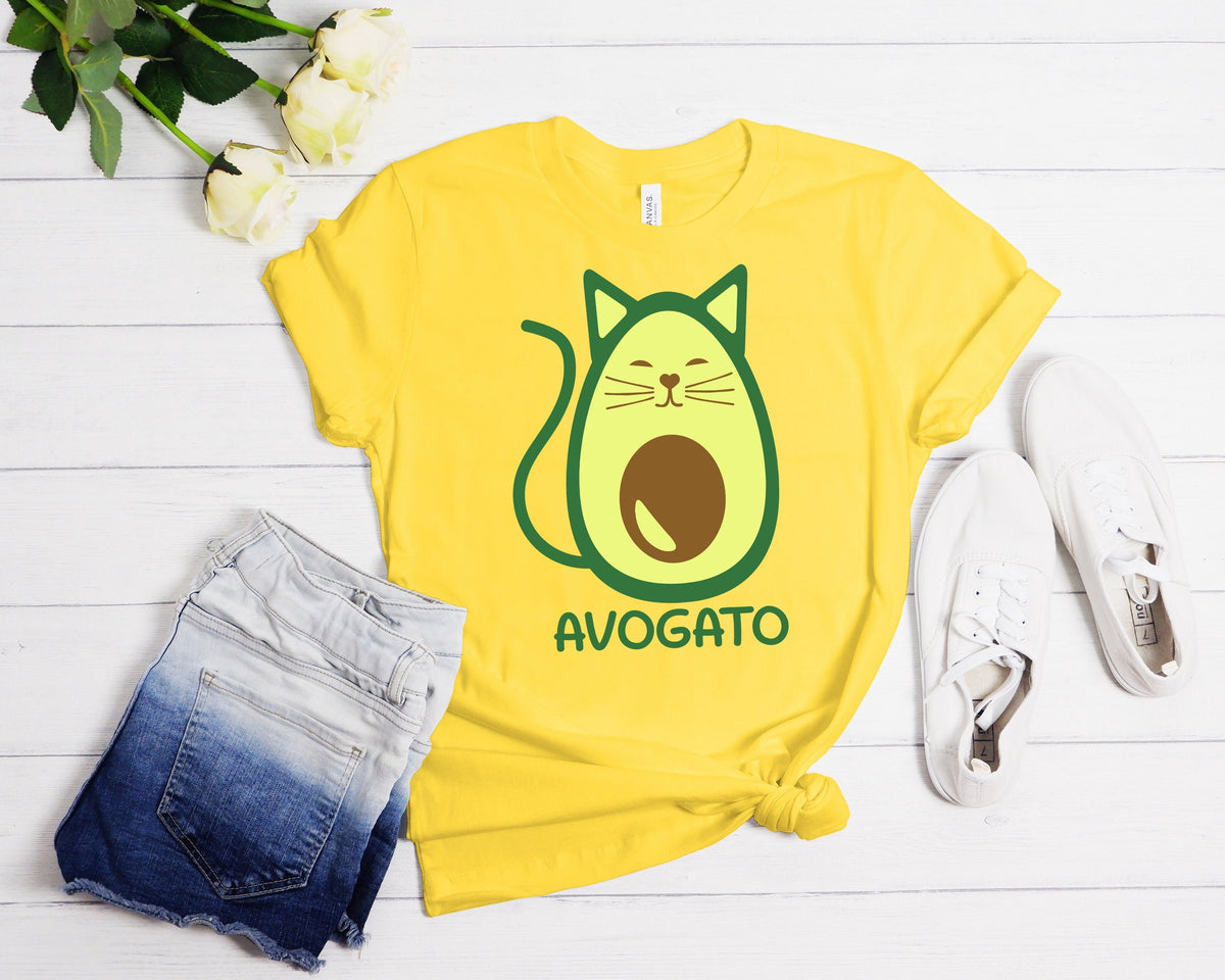 Avogato Avocado Cat T-Shirt: Vegan Vegetarian Gift