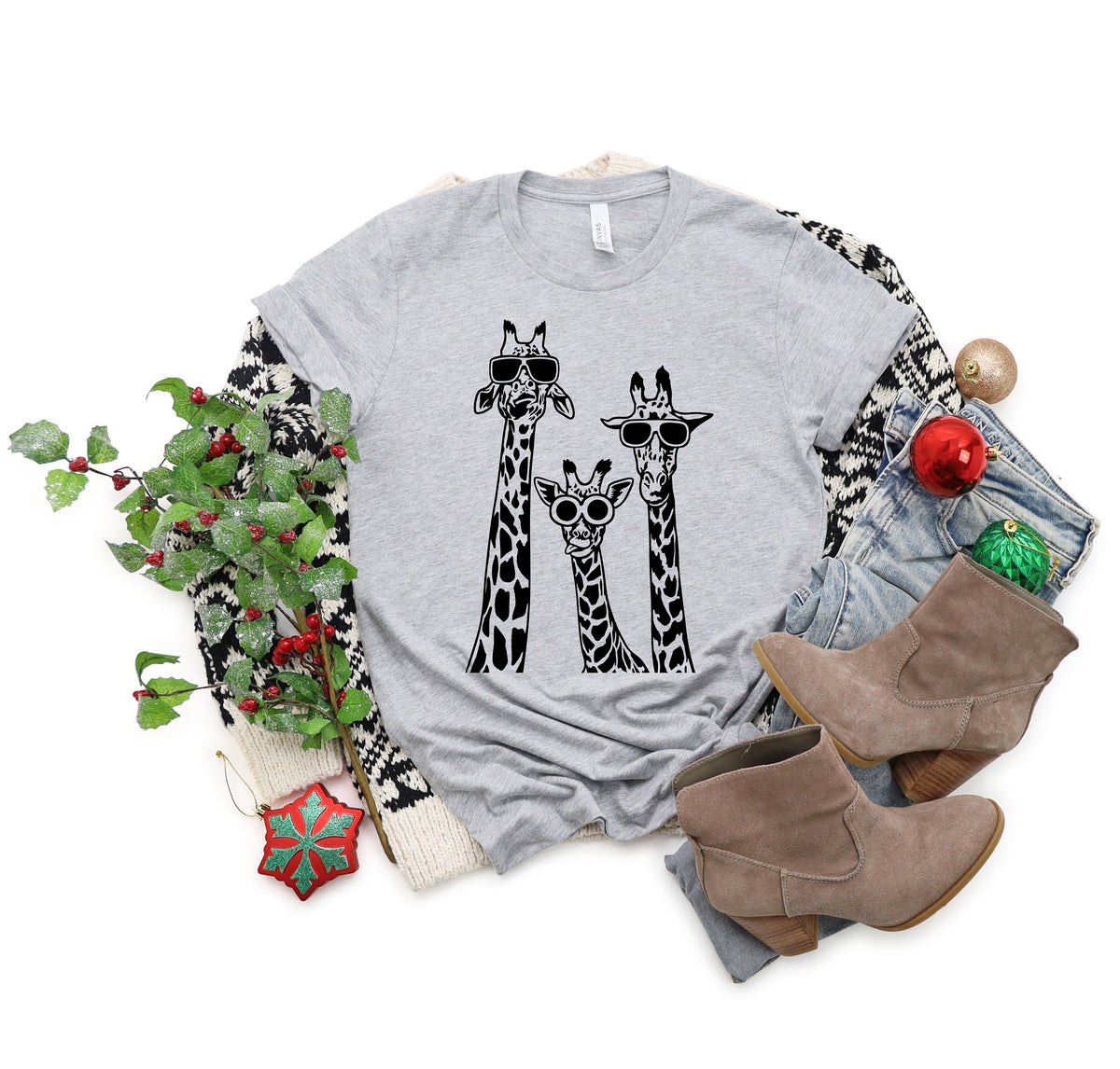 Giraffe Family Matching Shirt: Animal Print Graphic Tee